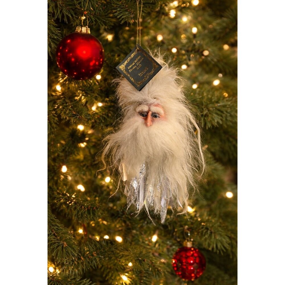 Marci Wolfe Father Frost Folk Art Santa Head Ornament Glass Eyes Spun Cotton Rar